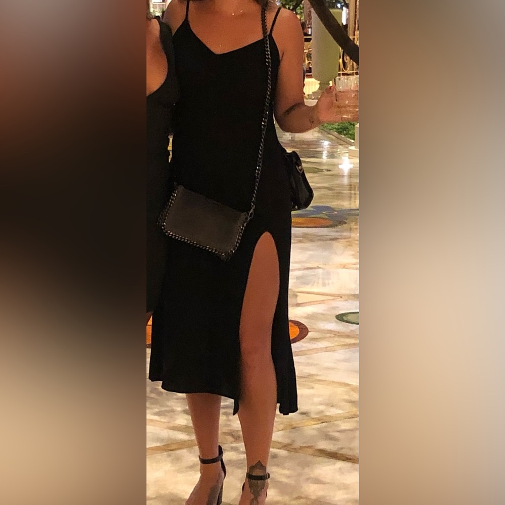 Reformation black slip dress